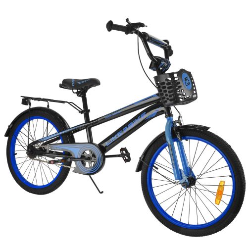 Детский велосипед Like2bike Dark Rider 20 дюймов с корзиной и багажником