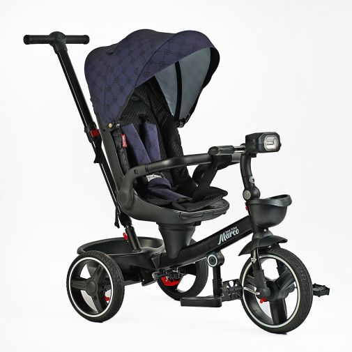 Детский трехколесный велосипед Best Trike Marco 9155 PU, складной руль, музыкальная фара, с родительской ручкой