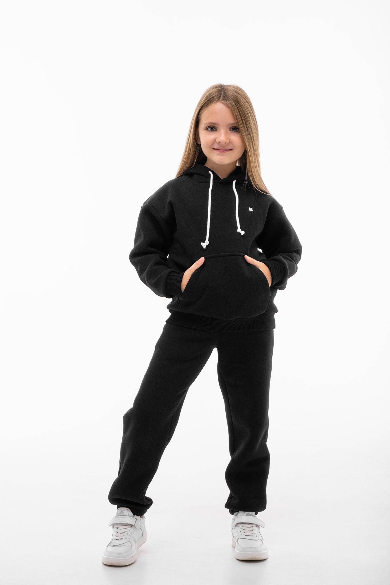 Детский спортивный утепленный костюм Kindamor Warm Autumn Black для девочки, флис черный