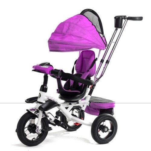 Детский трехколесный велосипед с родительской ручкой Baby Trike 6699 надувные колеса, фара