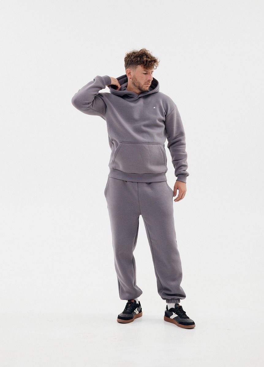 Мужской спортивный костюм флисовый с капюшоном Kindamor Frosted серый