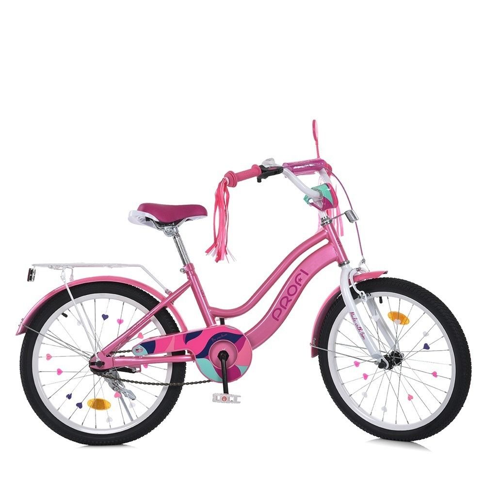 Детский велосипед для девочки Profi Wave 20 дюймов с багажником, собран на 75%