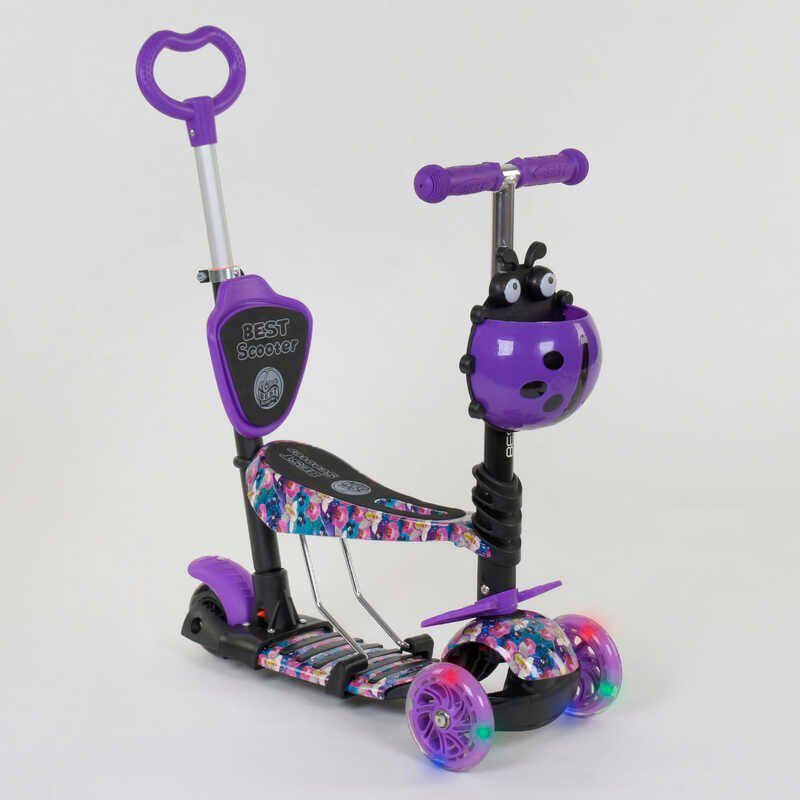 Самокат 5в1 19870 (1) Best Scooter, АБСТРАКЦИЯ, PU колеса, ПОДСВЕТКА  КОЛЕС, в коробке