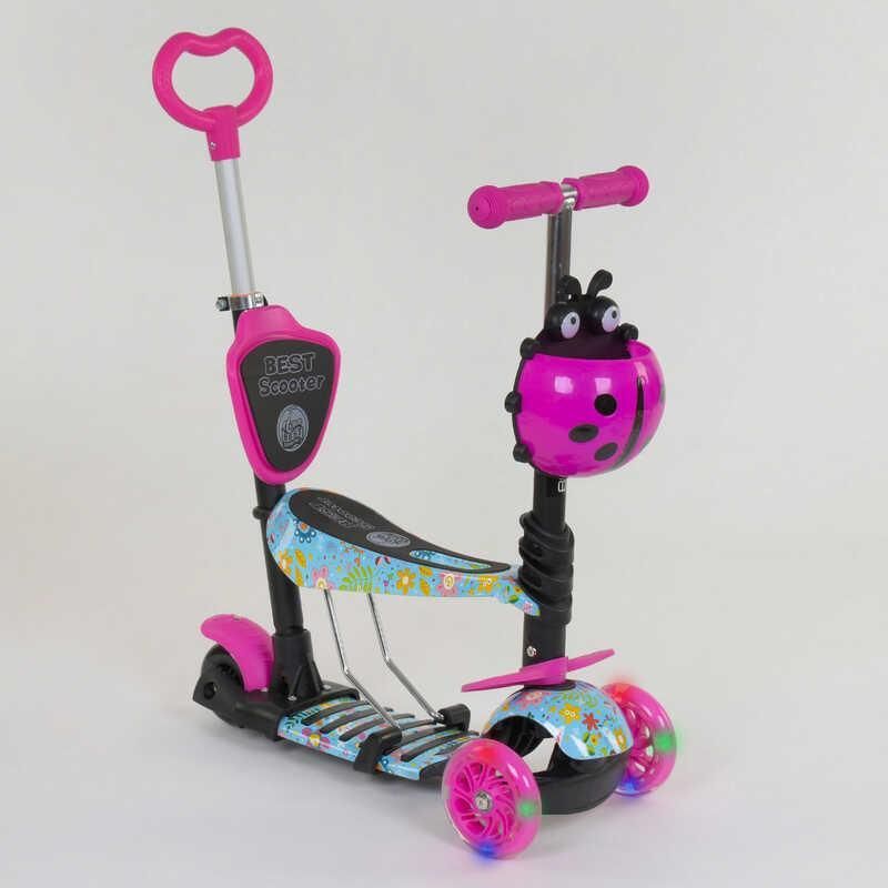 Самокат 5в1 26901 (1) Best Scooter, АБСТРАКЦИЯ, PU колеса, ПОДСВЕТКА  КОЛЕС, в коробке