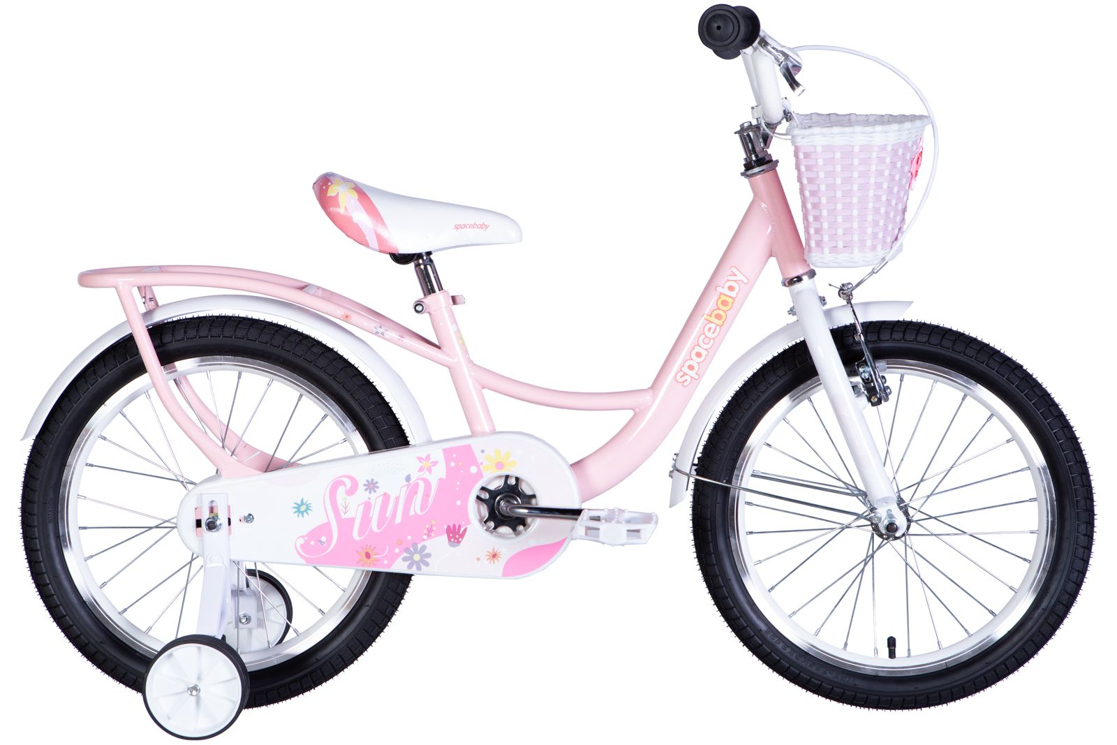 Дитячий велосипед для дівчинки 18 дюймів SPACE KID SUN BH 2024 з корзиною, з крилом