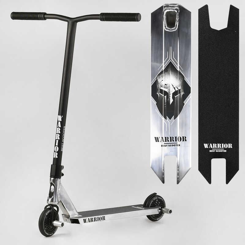 Самокат трюковый Т-30401 Best Scooter (4) "Warrior", HIC-система, ПЕГИ, алюминиевый диск и дека, колёса PU, d=120мм, ширина руля 58 см