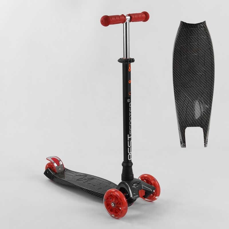 Самокат A 25772 /779-1524 "Best Scooter" (1)  4 колеса PU, СВЕТ, трубка руля алюминиевая, d передних колес =12 см, d задних колес = 8 см, в коробке