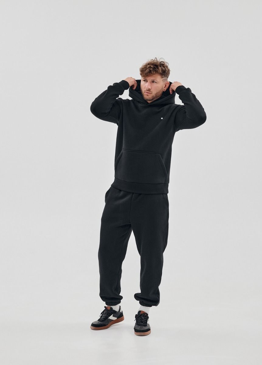 Мужской спортивный костюм флисовый с капюшоном Kindamor Frosted черный