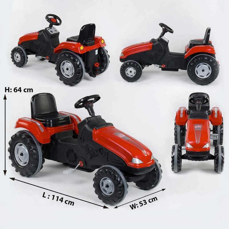 Трактор педальный 07-321 RED (1) клаксон на руле, сидение регулируемое, колеса с резиновыми накладками, в коробке