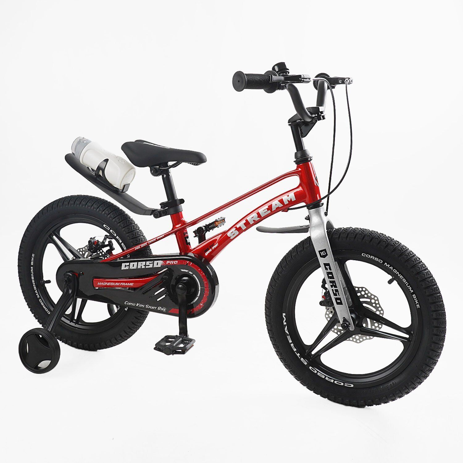 Детский двухколесный велосипед 16 дюймов Corso Stream магниевый, литые диски