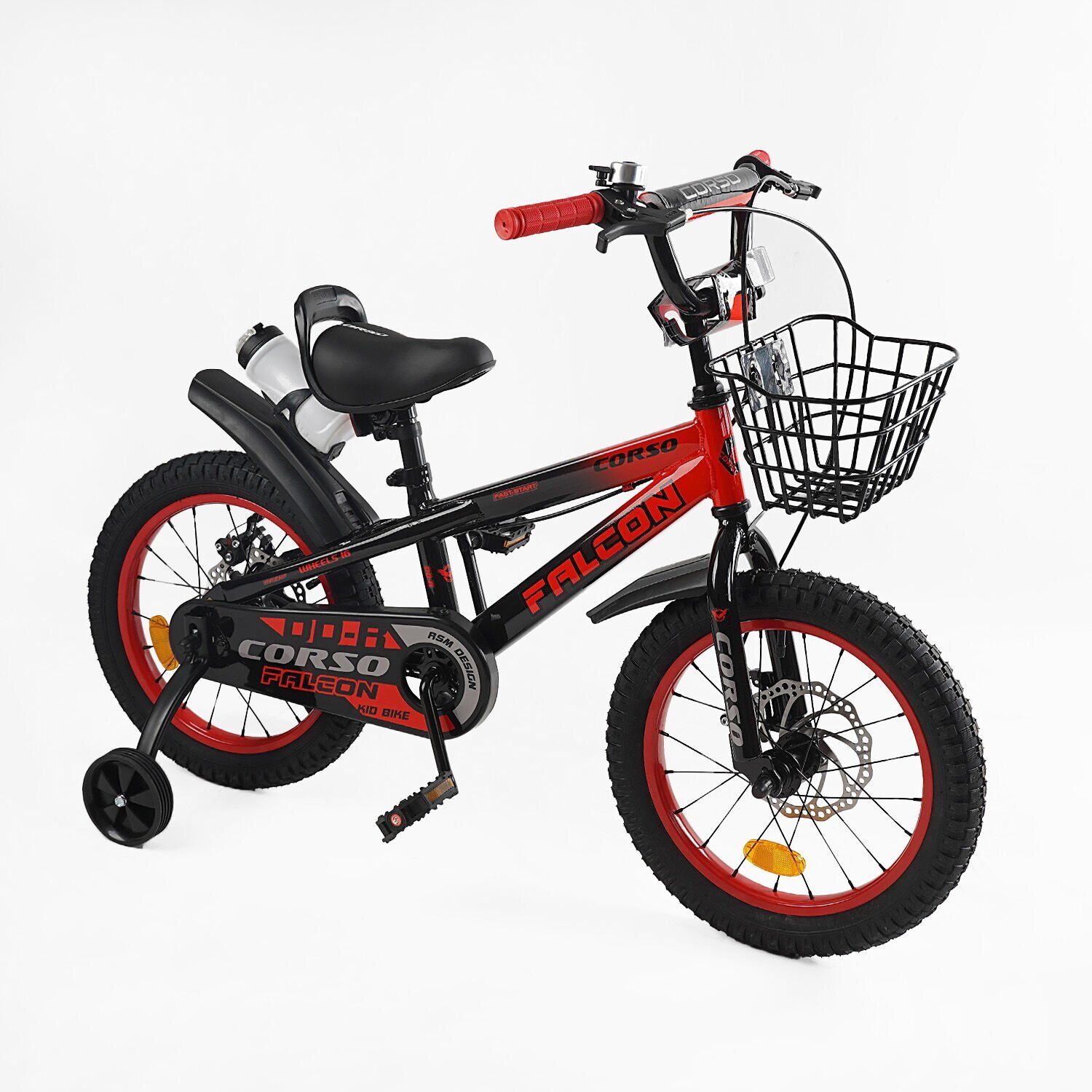 Дитячий двоколісний велосипед 16 дюймів Corso Falcon з кошиком