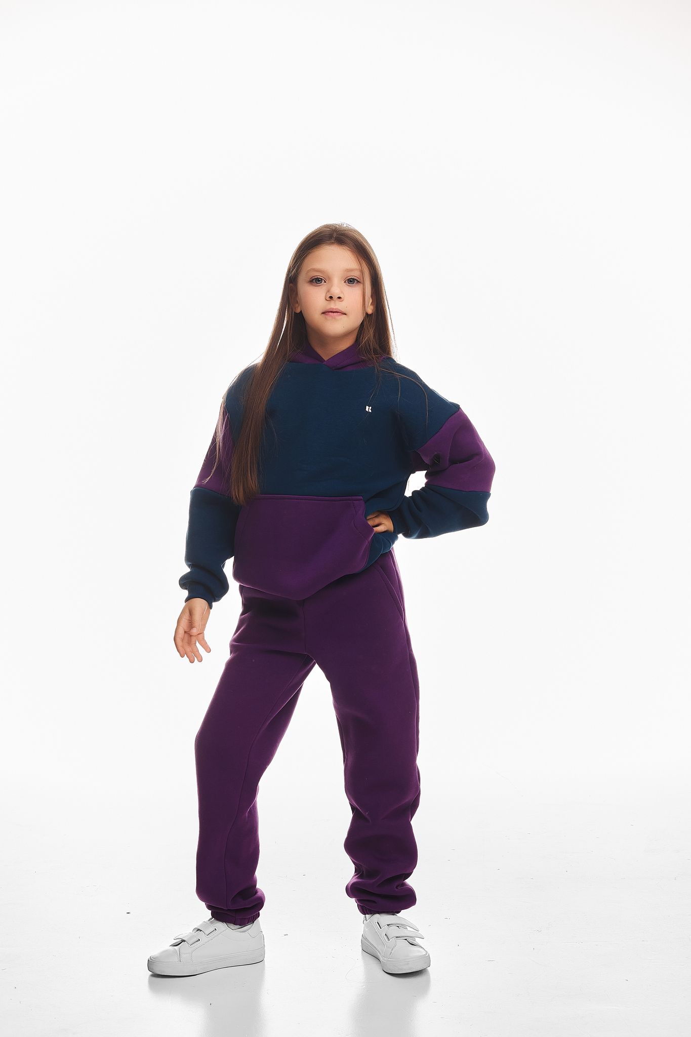 Детский спортивный утепленный костюм Kindamor Active Heat Purple/Blue, флис для девочки