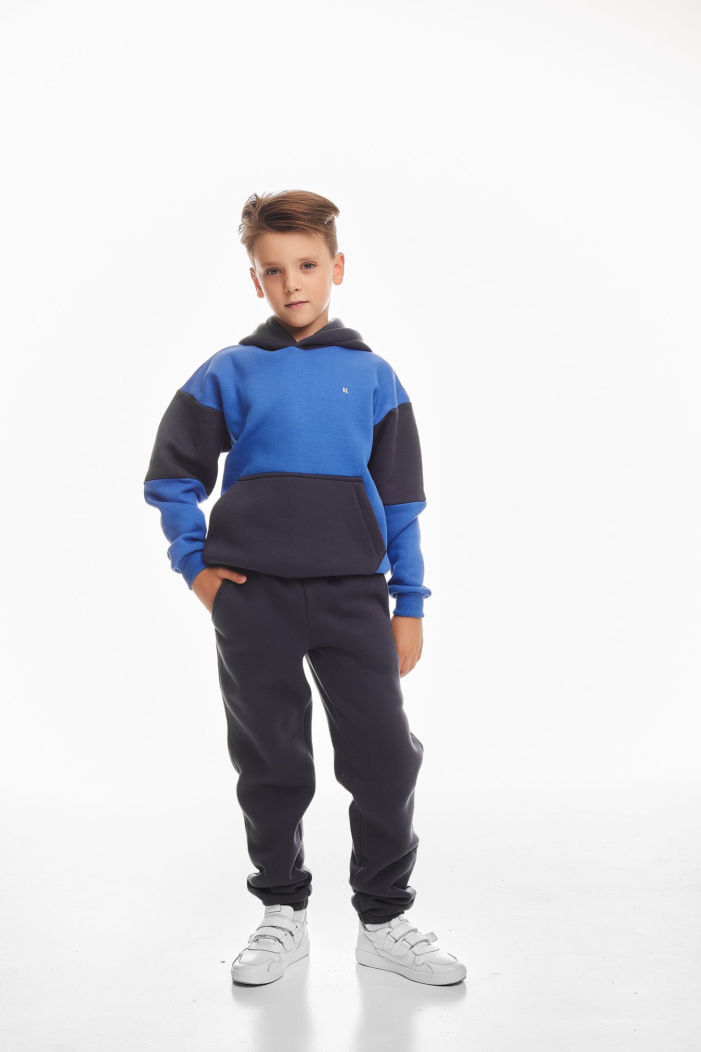 Детский спортивный утепленный костюм Kindamor Cozy Champion Black/Blue, флис для мальчика