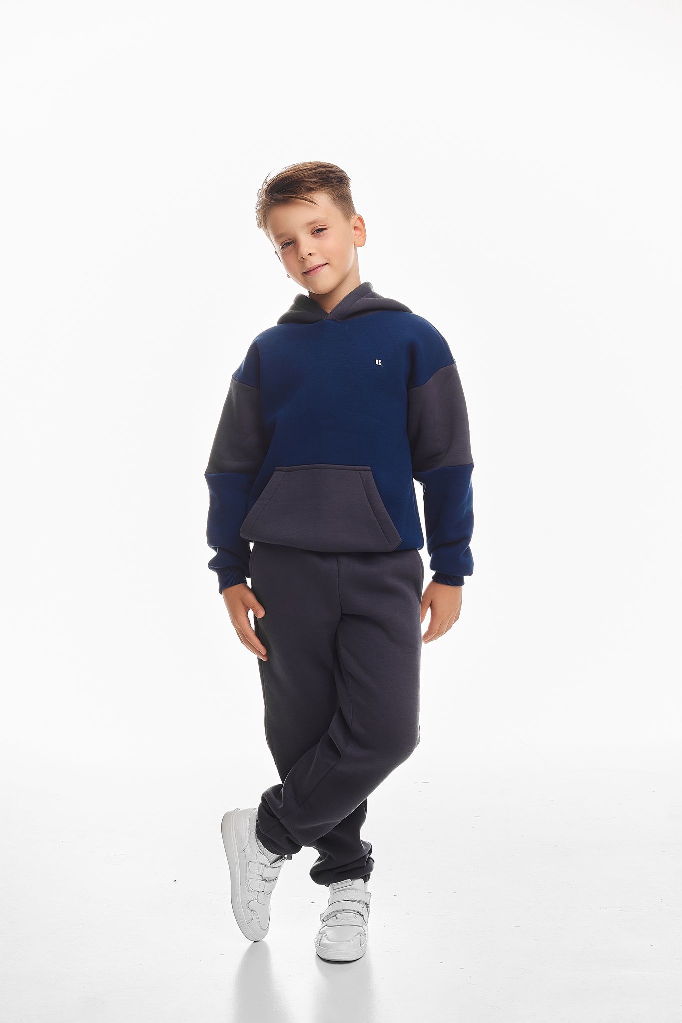 Детский спортивный утепленный костюм Kindamor Cozy Champion Grey/Dark Blue, флис для мальчика