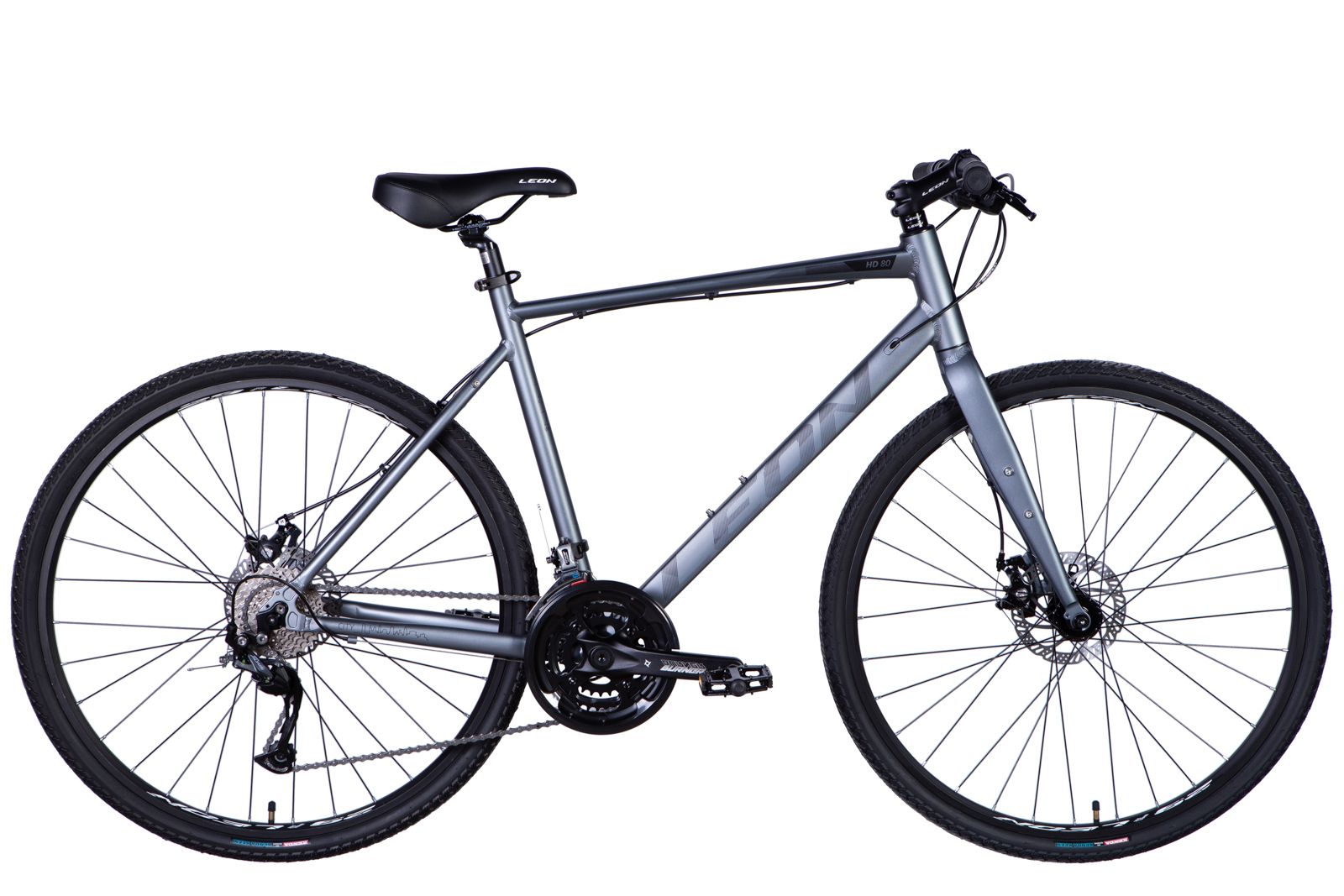 Велосипед гибрид алюминиевый Leon HD 80 DD 2024, рама 21"