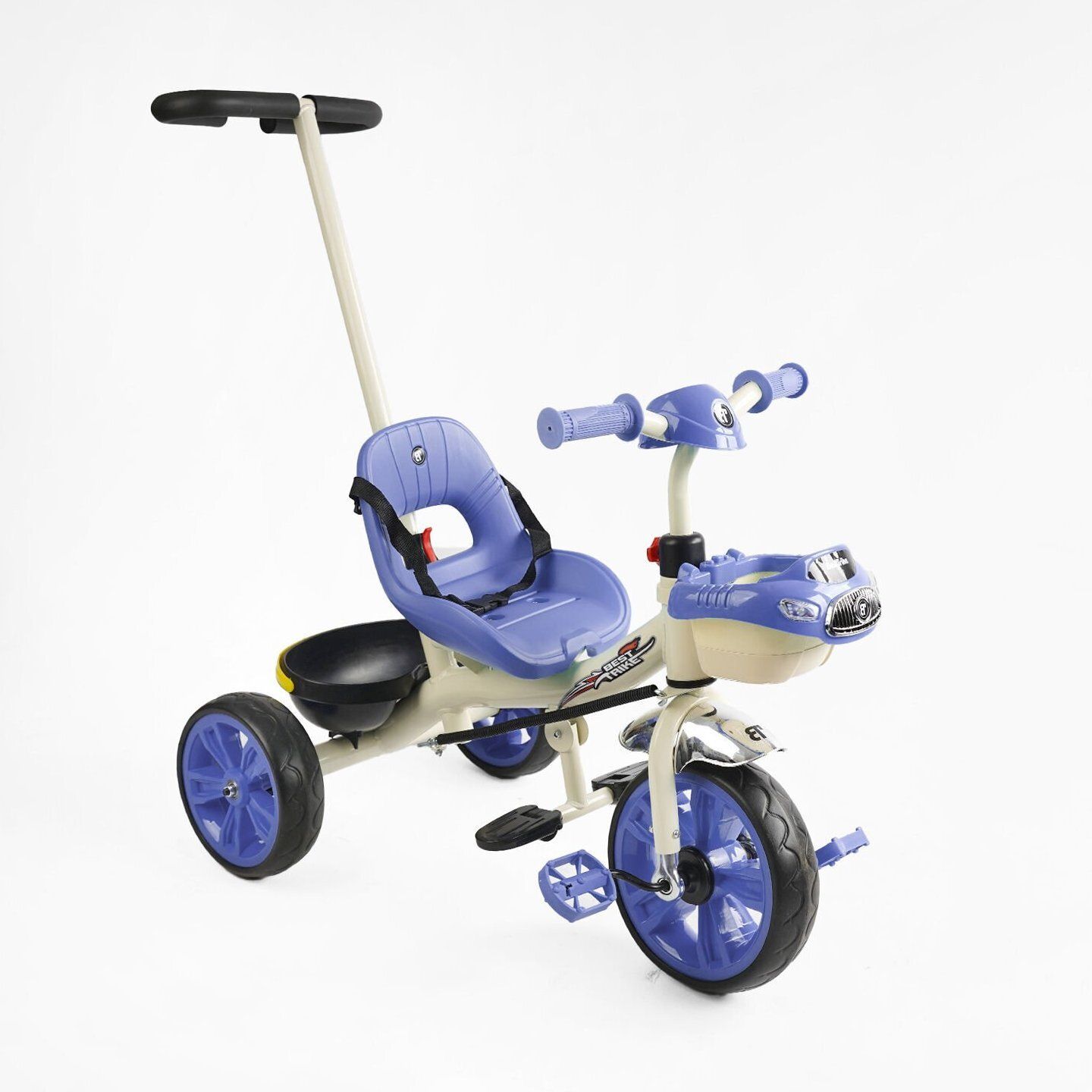 Дитячий триколісний велосипед Best Trike BS з батьківською ручкою, кошиком та багажником