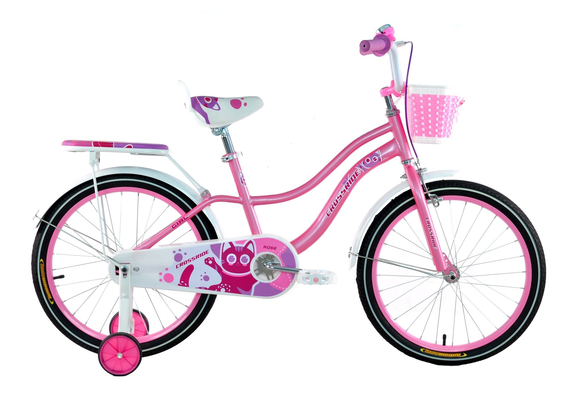 Детский велосипед для девочки 20 дюймов Crossride Rose с корзиной и багажником
