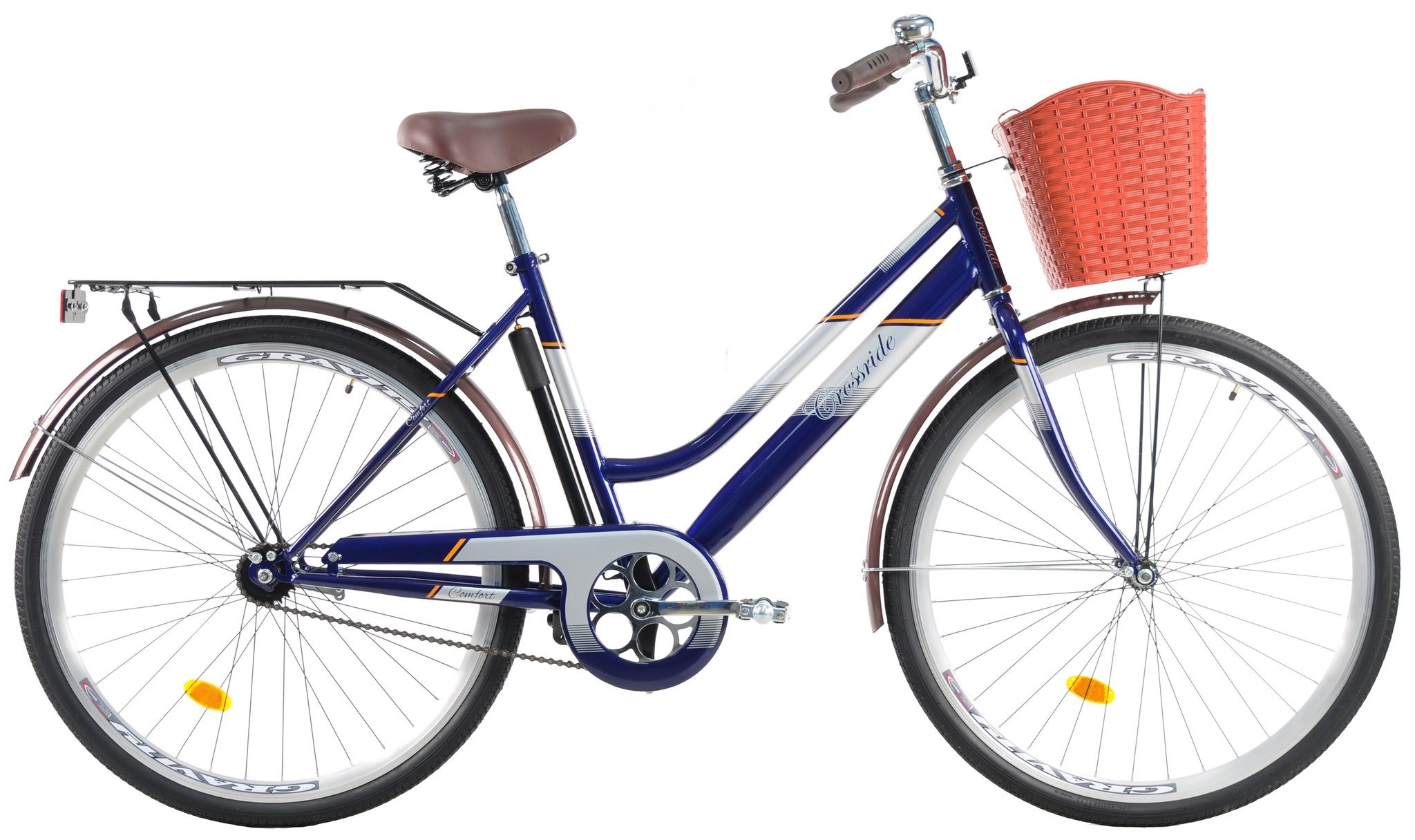 Велосипед городской 28 дюймов Crossride Comfort D с корзиной и багажником, рама 20"