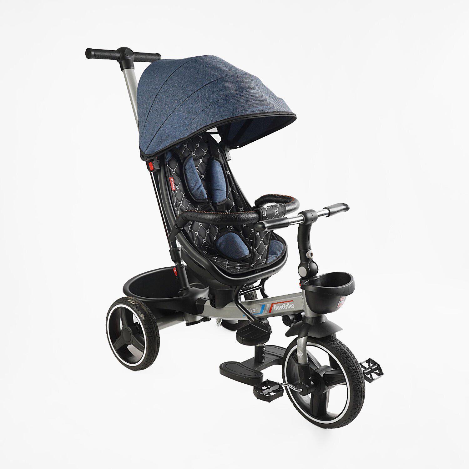 Детский трехколесный велосипед Best Trike Oscar 6390 PU, складной руль, с родительской ручкой