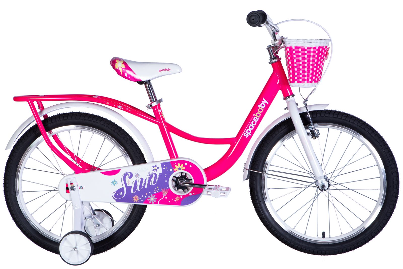 Детский велосипед для девочки 20 дюймов SPACE KID SUN BH 2024 с корзиной, с крылом